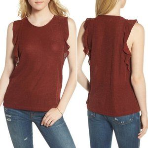 NWT MADEWELL Metallic Ruffle Stretch Knit Tank